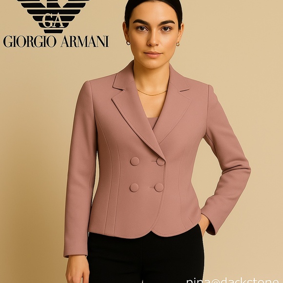Giorgio Armani Black Lable Dusty Rose Double-Breasted Wool Blend Jacket Size 4 - Picture 1 of 9